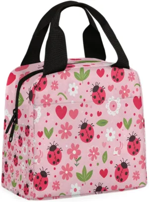 Cute Ladybugs Lunch Bag Tote Lunch Bag Reusable Lunch Box Leakproof Cooler Bag
