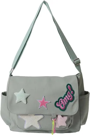 Cute Messenger Bag, Kawaii Crossbody Bag Aesthetic Purse Y2K Canvas Messenger Bag with Cute Pendant