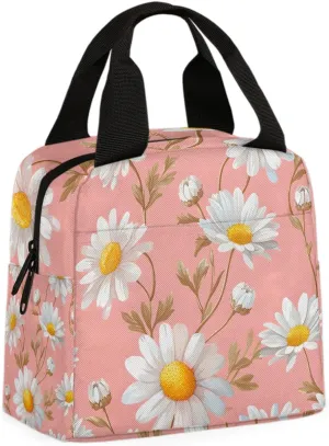 Daisy Floral Lunch Bag Daisy Flower Tote Lunch Bag Reusable Lunch Box Leakproof Cooler Bag