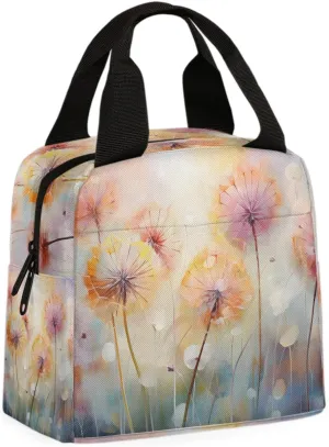 Dandelion Floral Lunch Bag Dandelion Tote Lunch Bag Reusable Lunch Box Leakproof Cooler Bag