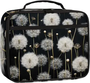 Dandelion Vintage Square Lunch Bag White Dandelion Square Tote Lunch Bag Reusable Lunch Box Leakproof Cooler Bag