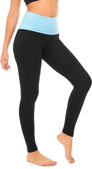 DEAR SPARKLE Fold Over Yoga Pants for Women Cotton Leggings Foldover High Waist Leggings Plus Size (C6 F)