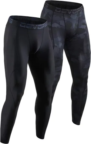DEVOPS 2 or 3 Pack Men's Compression Pants Athletic Leggings with Pocket/Non-Pocket