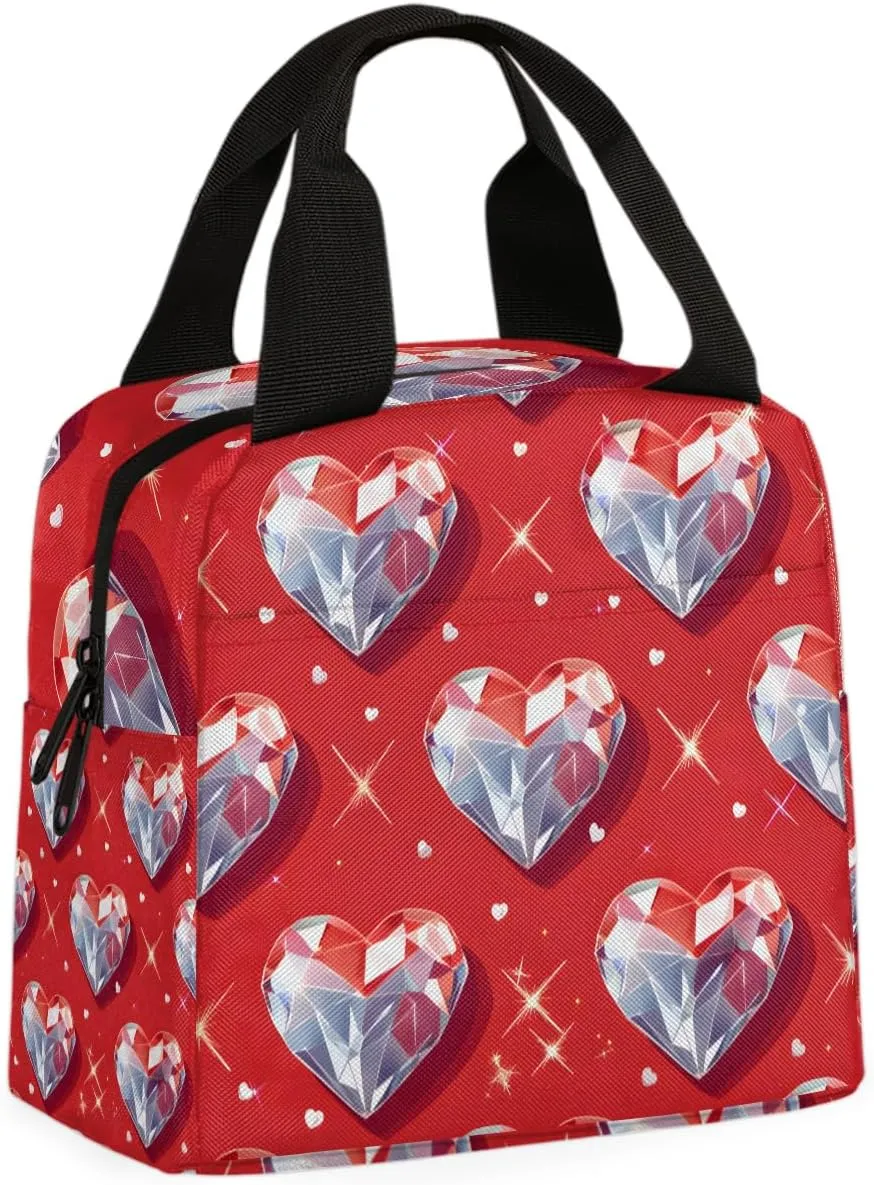 Diamonds Art Lunch Bag Diamond Crystal Tote Lunch Bag Reusable Lunch Box Leakproof Cooler Bag