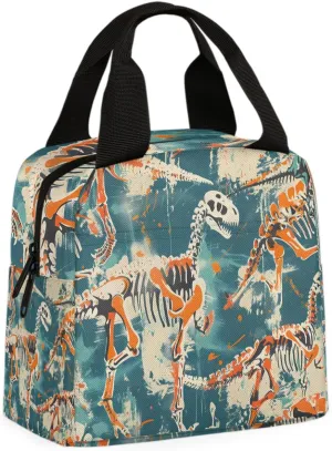 Dinosaur Skull Lunch Bag Abstract Dinosaur Tote Lunch Bag Reusable Lunch Box Leakproof Cooler Bag