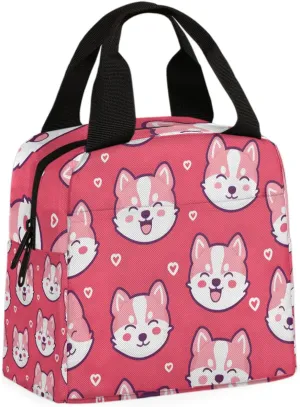 Dogs Kid Lunch Bag Cute Dog Tote Lunch Bag Reusable Lunch Box Leakproof Cooler Bag