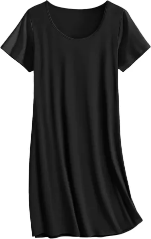 Ekouaer Nightgowns for Women Cotton Sleepshirts Short Sleeve Nightshirt Tshirt Night Gown Casual Sleepdress Comfy Nightdress