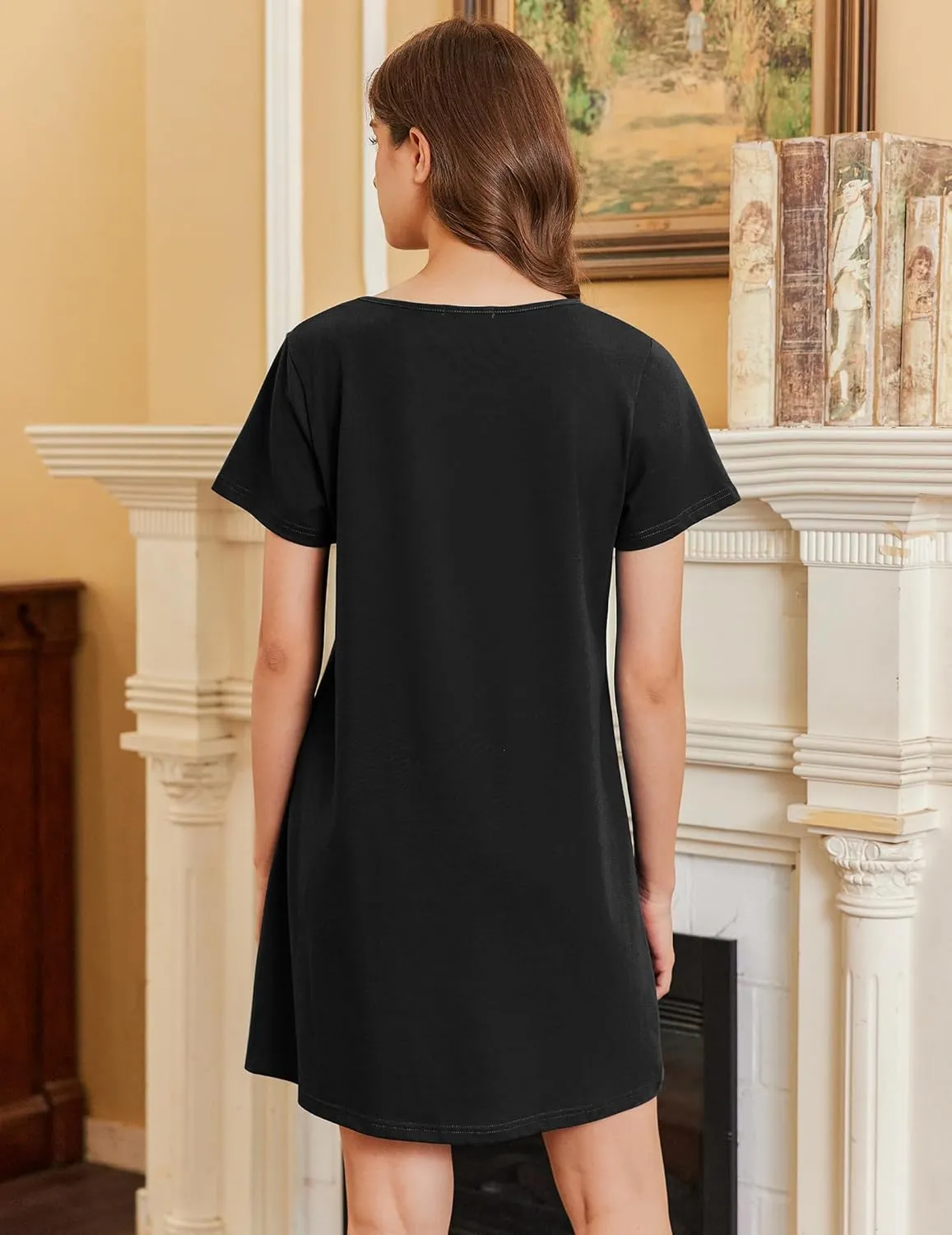 Ekouaer Nightgowns for Women Cotton Sleepshirts Short Sleeve Nightshirt Tshirt Night Gown Casual Sleepdress Comfy Nightdress