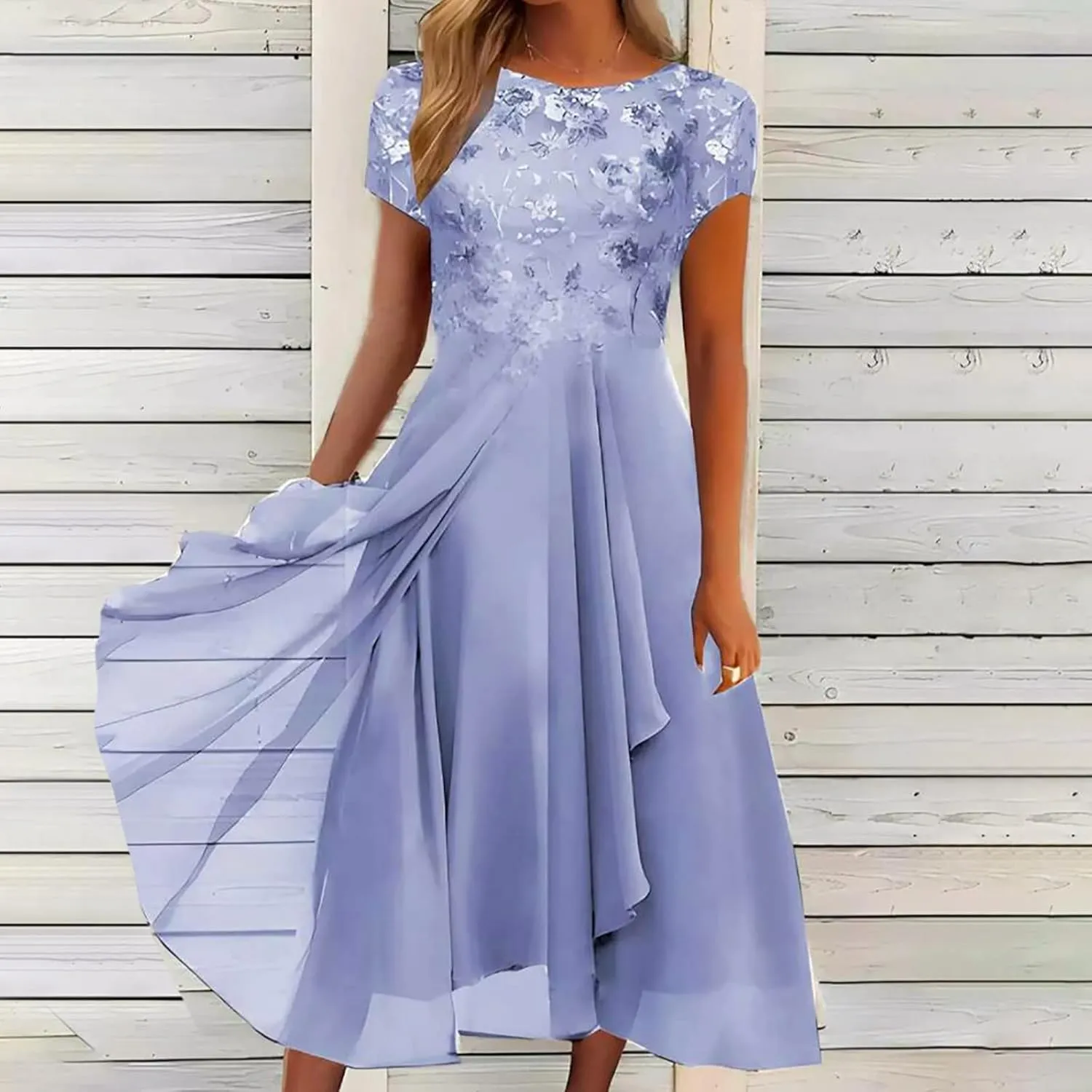 Elegant Embroidery Women Midi Dresses Summer Flowy Lace Cap Sleeve Dress 2025 Chiffon Plus Size Formal Evening Gowns