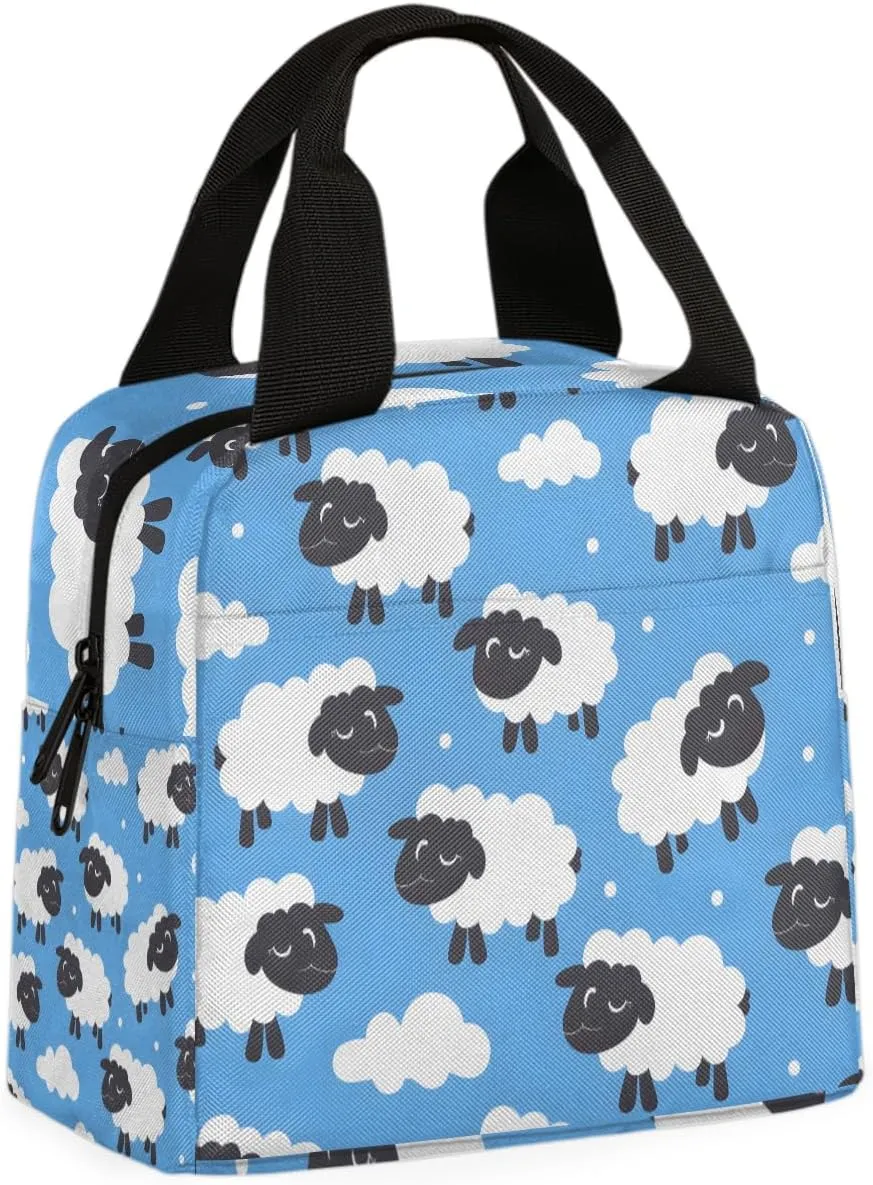 Farm Sheep Lunch Bag Vintage Sheep Tote Lunch Bag Reusable Lunch Box Leakproof Cooler Bag