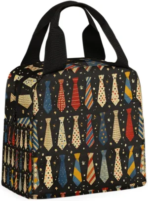 Father Day Tie Lunch Bag Neckties Tote Lunch Bag Reusable Lunch Box Leakproof Cooler Bag