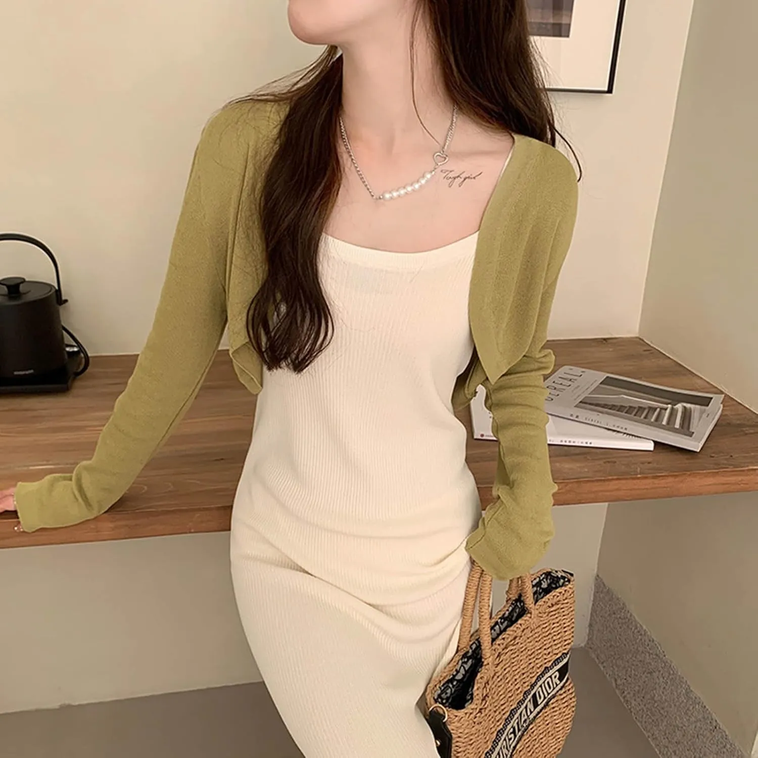 FETNHU Extractiony Sun Knit Cardigan, Sun Knit Cardigan Women's Thin Ice Silk Coat Shawl, UV Silk Cardigan for Women (White,M:65kg-75kg)