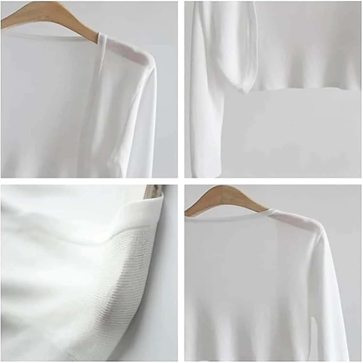 FETNHU Extractiony Sun Knit Cardigan, Sun Knit Cardigan Women's Thin Ice Silk Coat Shawl, UV Silk Cardigan for Women (White,M:65kg-75kg)