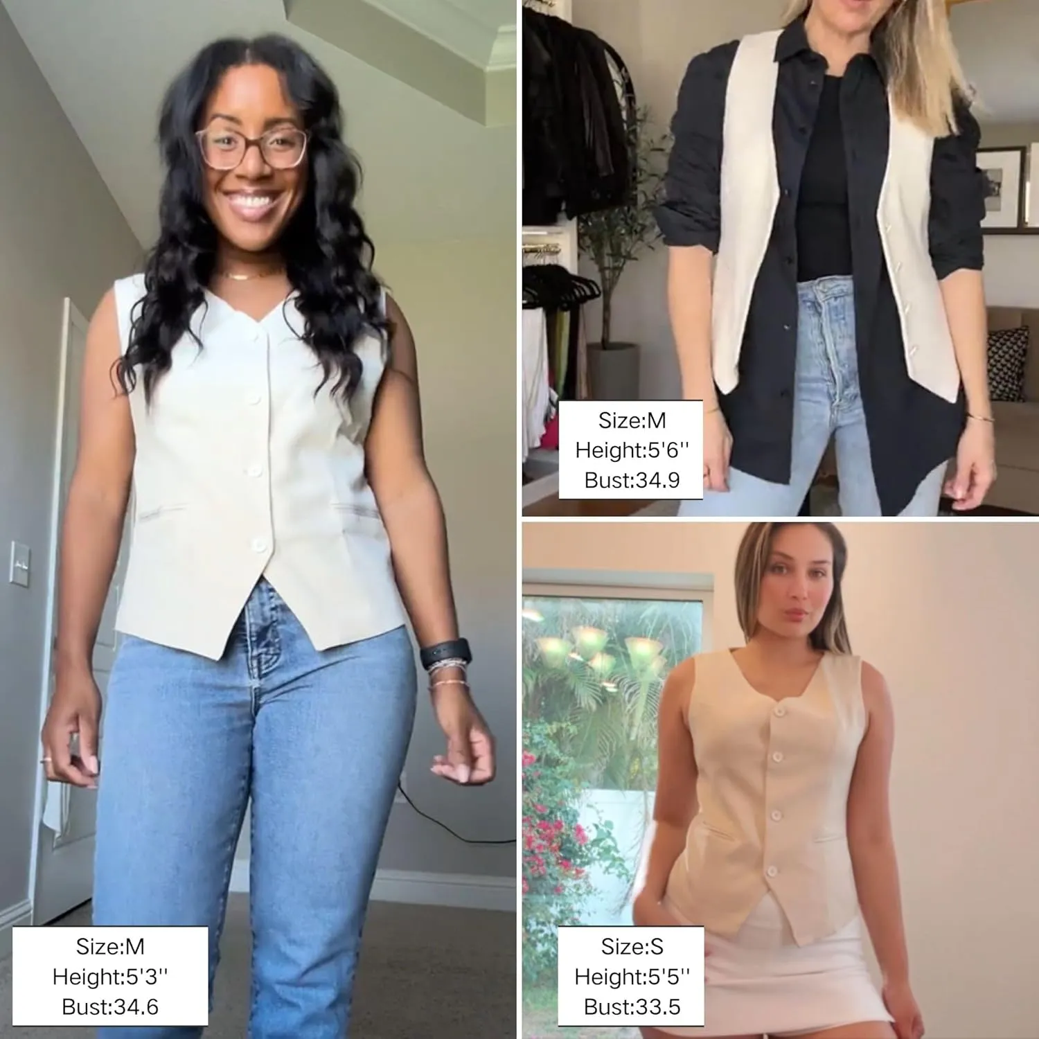 FindThy Women's Waistcoat Vest V Neck Button Down Fashion Dressy Blazer Jacket