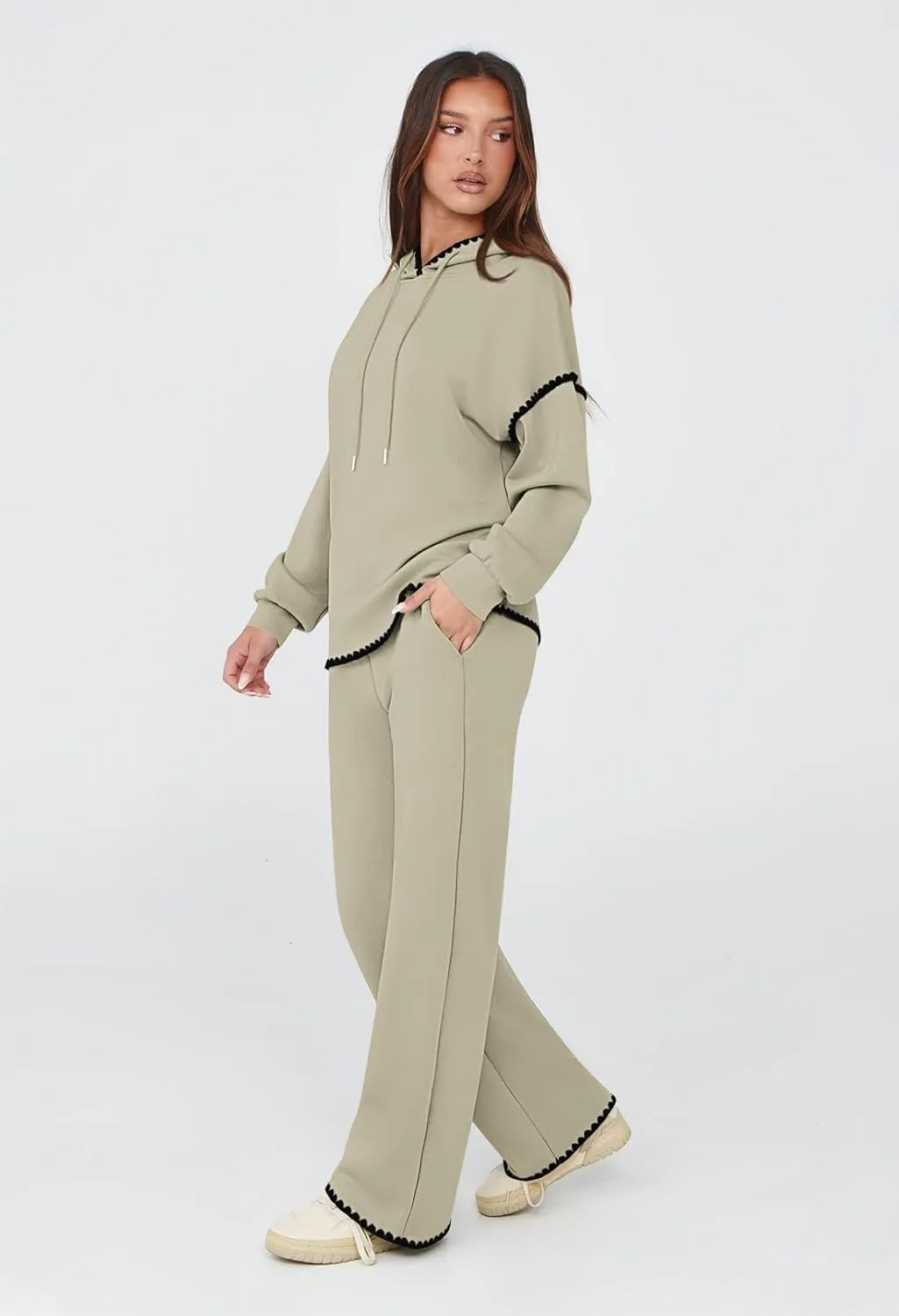 Fixmatti Women 2 Piece Outfits Hoodie Sweatsuit Long Sleeve Pullover Sweatshirt Matching Sweatpants Jogger Set