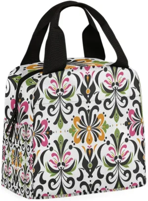 Floral Patterns Lunch Bag Color Pattern Tote Lunch Bag Reusable Lunch Box Leakproof Cooler Bag