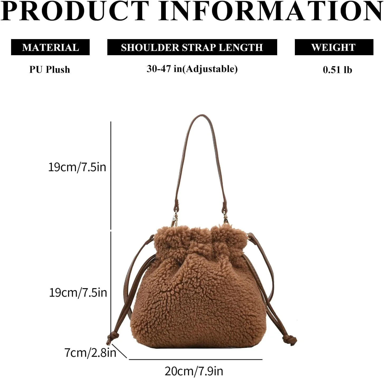 Fluffy Purse, Faux Fur Purses for Women Furry Crossbody Bucket Bags Fuzzy Shoulder Tote Bag