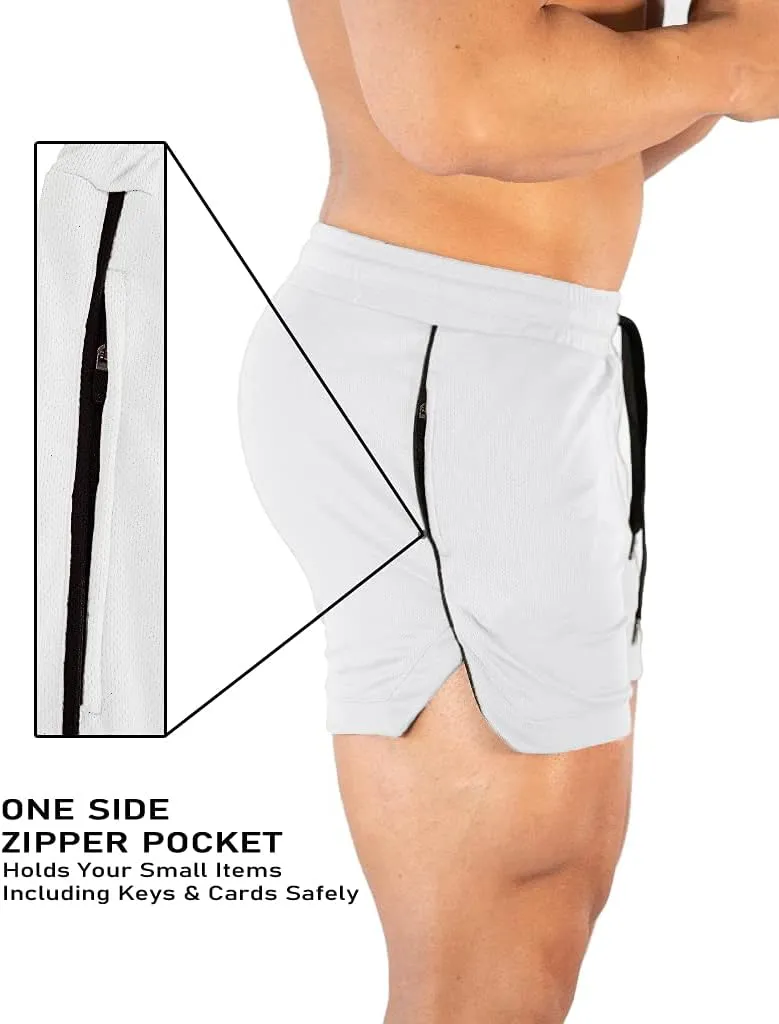 FLYFIREFLY Men's Gym Workout Shorts Running Lightweight Athletic Short Pants Bodybuilding Training