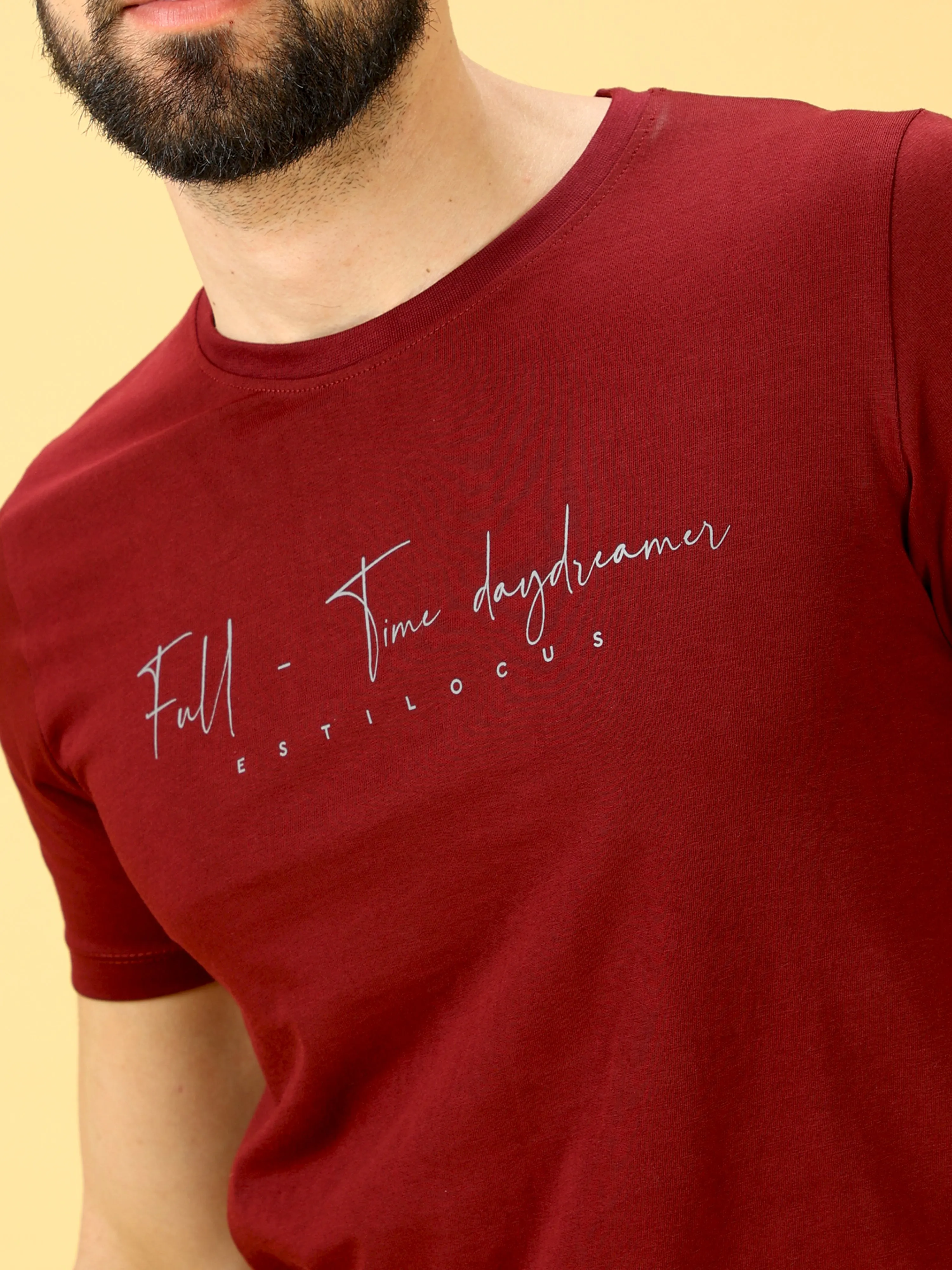 Full Time Daydreamer Grey Print Crew Neck T-Shirt