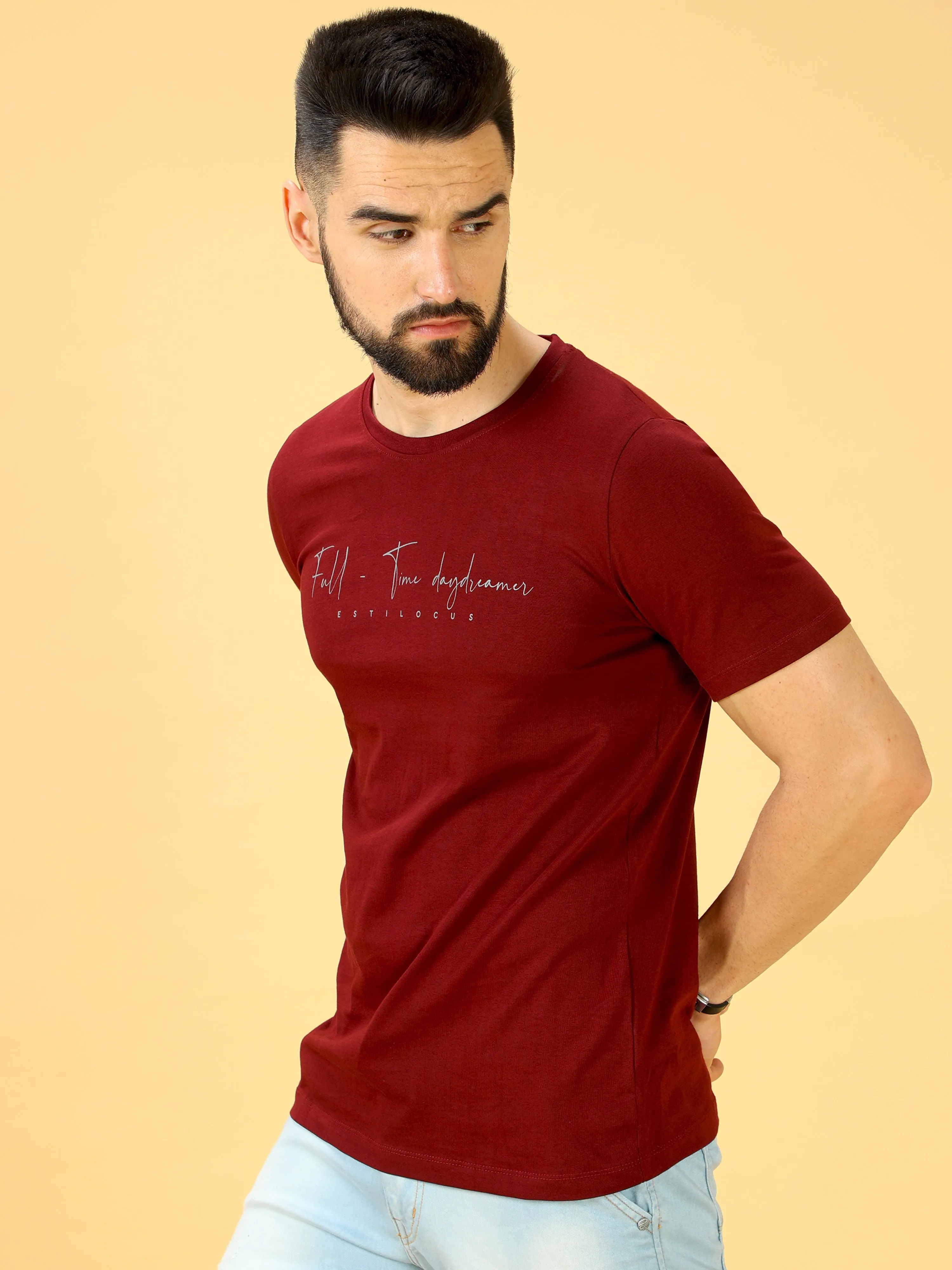 Full Time Daydreamer Grey Print Crew Neck T-Shirt