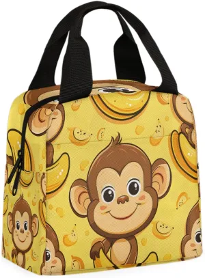 funny monkey Lunch Bag Cute Monkey Tote Lunch Bag Reusable Lunch Box Leakproof Cooler Bag