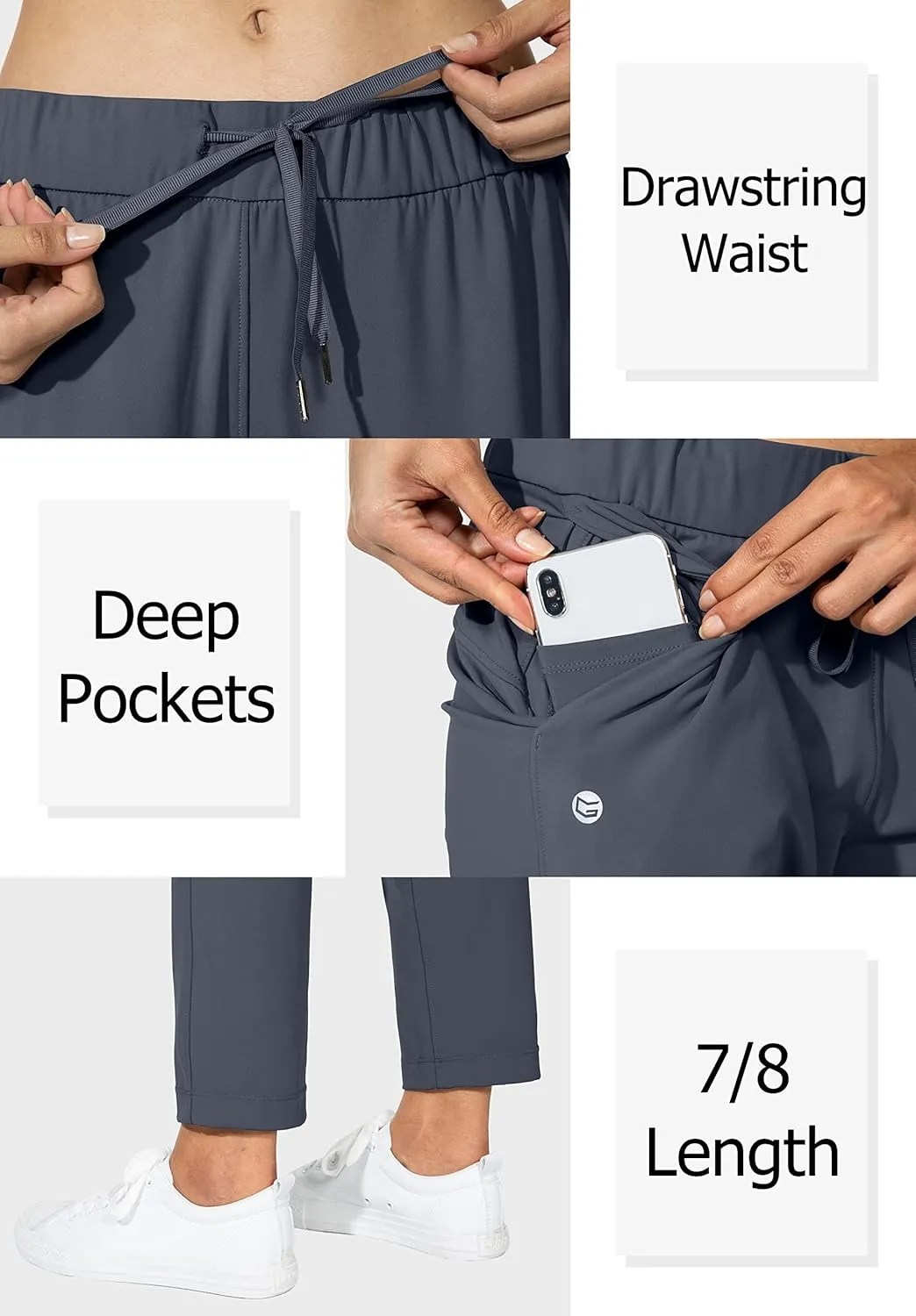 G Gradual Women's Pants with Deep Pockets 7/8 Stretch Ankle Sweatpants for Golf, Athletic, Lounge, Travel, Work
