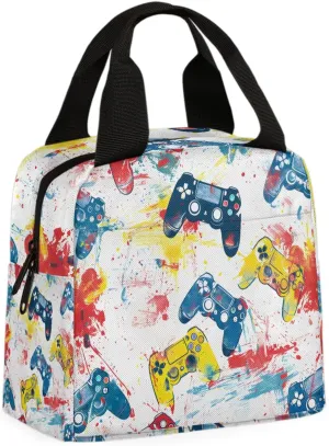 Gamepad Lunch Bag Graffiti Game consoles Tote Lunch Bag Reusable Lunch Box Leakproof Cooler Bag
