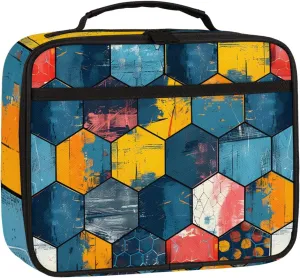 Geometric Square Lunch Bag Graffiti Patterns Square Tote Lunch Bag Reusable Lunch Box Leakproof Cooler Bag