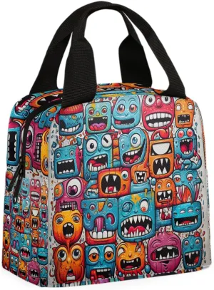 Ghostface Geometric Lunch Bag Halloween Ghostface Tote Lunch Bag Reusable Lunch Box Leakproof Cooler Bag