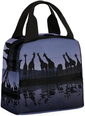 Giraffe Reflection Lunch Bag Animal Giraffe Tote Lunch Bag Reusable Lunch Box Leakproof Cooler Bag