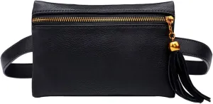 Goclothod PU Leather Fanny Pack Women Waist Bag Tassel Purse Belt Bum Bag