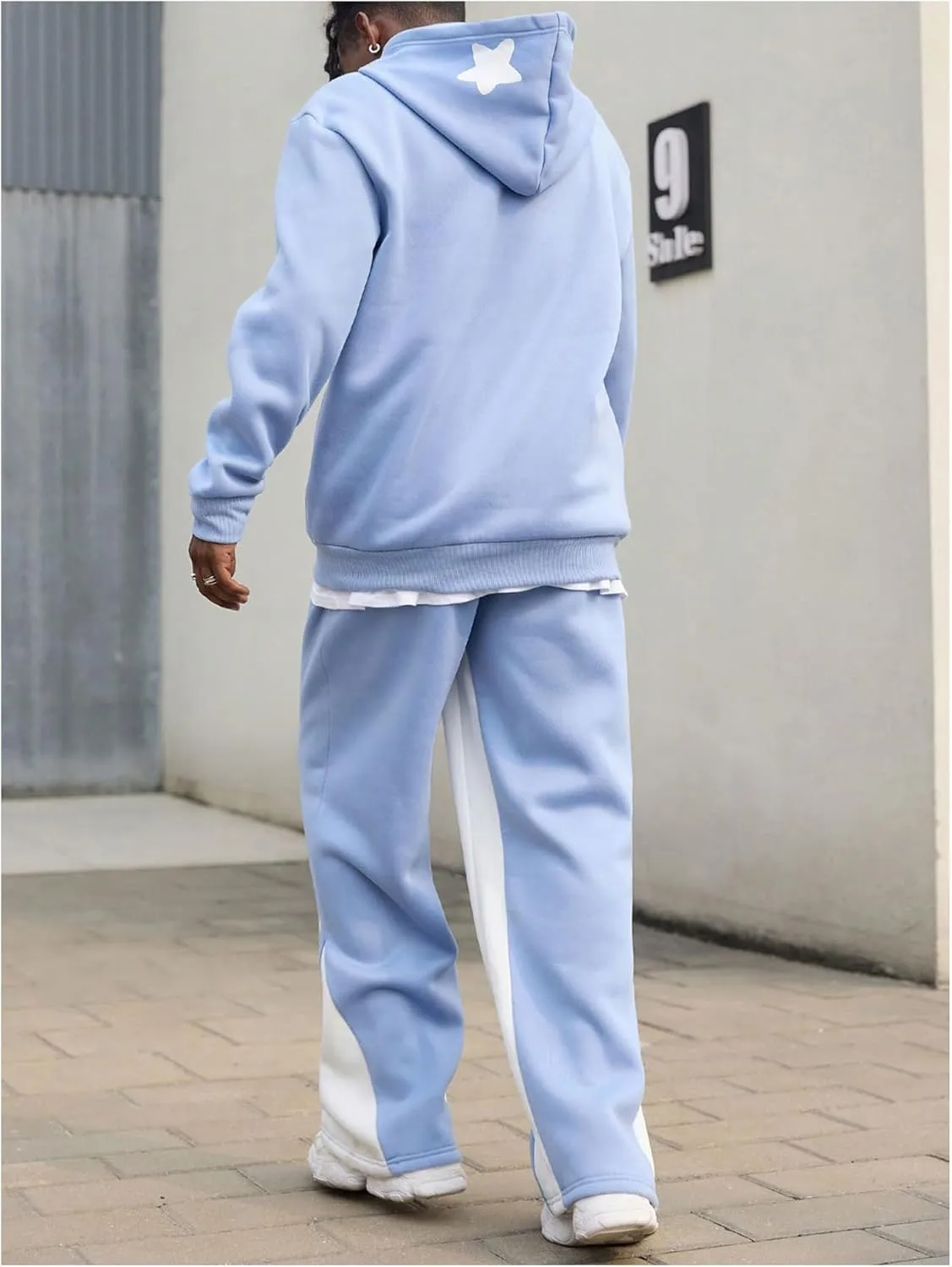 GORGLITTER Men's Sweat Suits 2 Piece Sets Graphic Hoodie and Wide Leg Sweatpants Jogging Suits