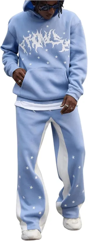GORGLITTER Men's Sweat Suits 2 Piece Sets Graphic Hoodie and Wide Leg Sweatpants Jogging Suits