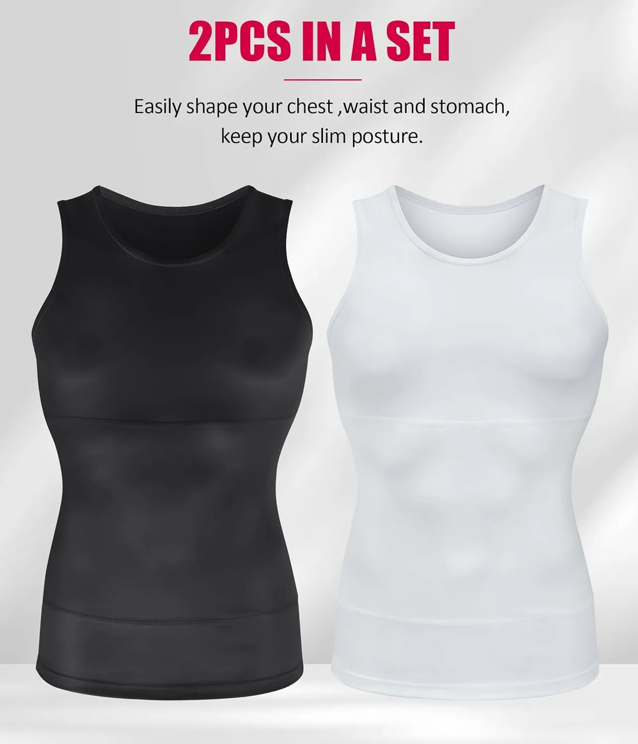 Gotoly Men Compression Shirt Shapewear Slimming Body Shaper Vest Undershirt Tummy Control Tank Top