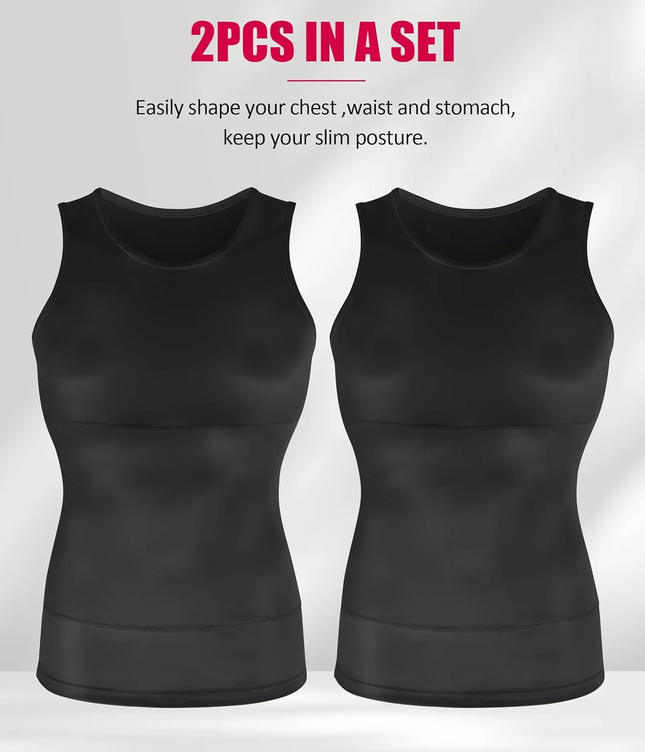 Gotoly Men Compression Shirt Shapewear Slimming Body Shaper Vest Undershirt Tummy Control Tank Top