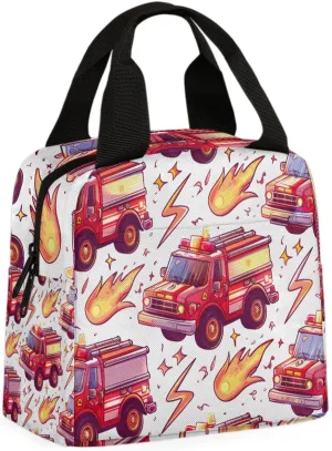 Graffiti Fire Truck Lunch Bag Red Fire Truck Tote Lunch Bag Reusable Lunch Box Leakproof Cooler Bag