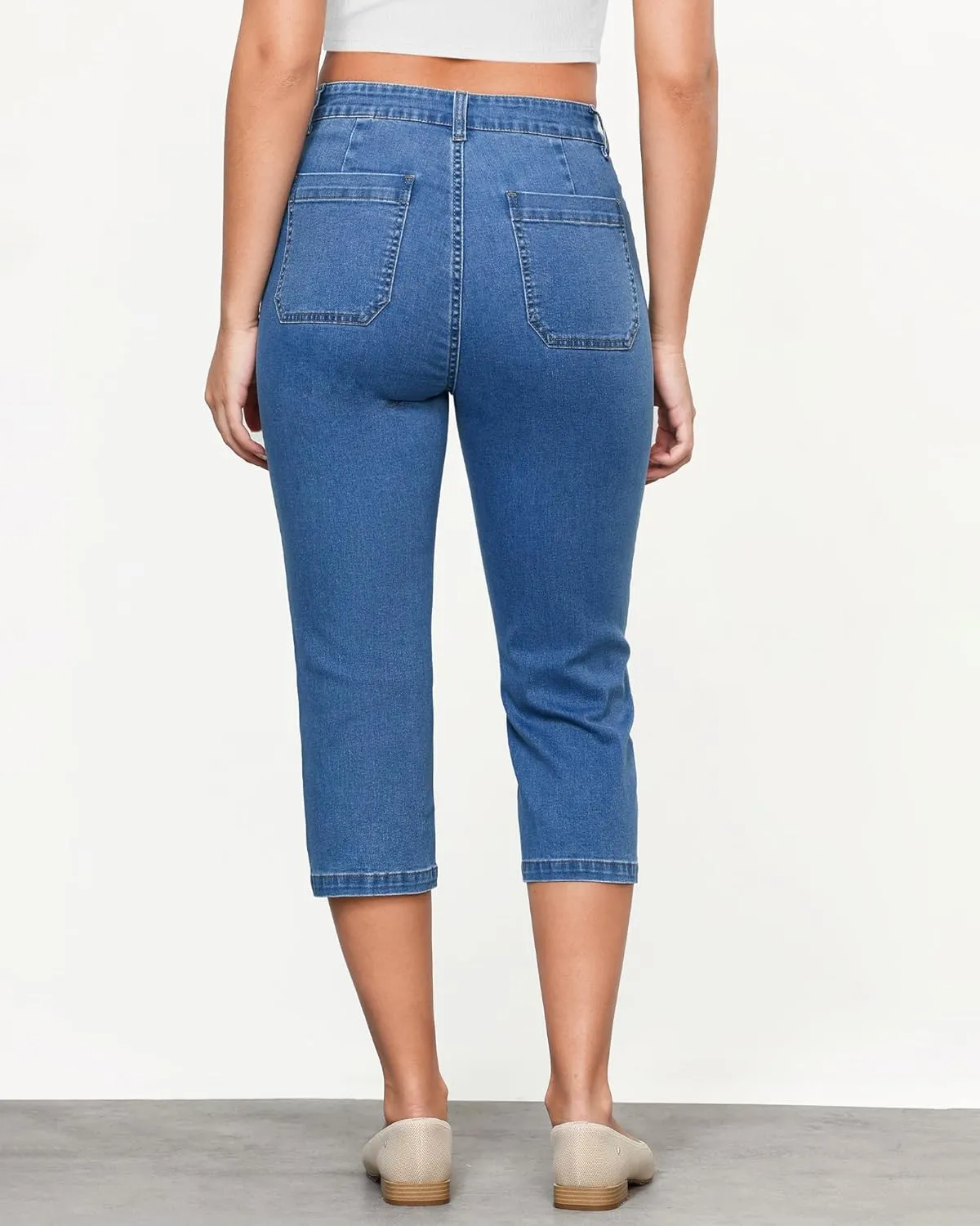 GRAPENT Capri Jeans for Women High Waisted Stretchy Denim Capris Front Seamed Cropped Skinny Slim Fit Jeans with Pockets