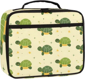 Green Sea Turtle Square Lunch Bag Beach Turtle Square Tote Lunch Bag Reusable Lunch Box Leakproof Cooler Bag