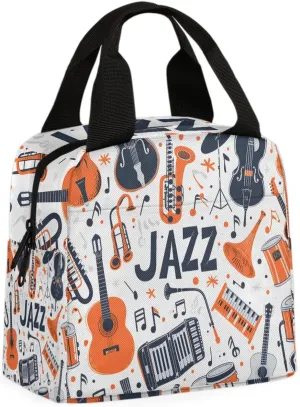 Guitar Music Lunch Bag Guitar Music Band Tote Lunch Bag Reusable Lunch Box Leakproof Cooler Bag