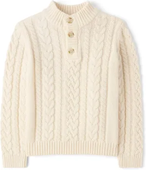 Gymboree Boys' and Toddler Quarter Button Cable Knit Pullover Sweater