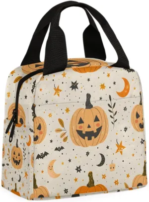 Halloween Cute Pumpkins Lunch Bag Funny Pumpkin Tote Lunch Bag Reusable Lunch Box Leakproof Cooler Bag