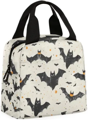 Halloween Lunch Bag Halloween Bat Tote Lunch Bag Reusable Lunch Box Leakproof Cooler Bag