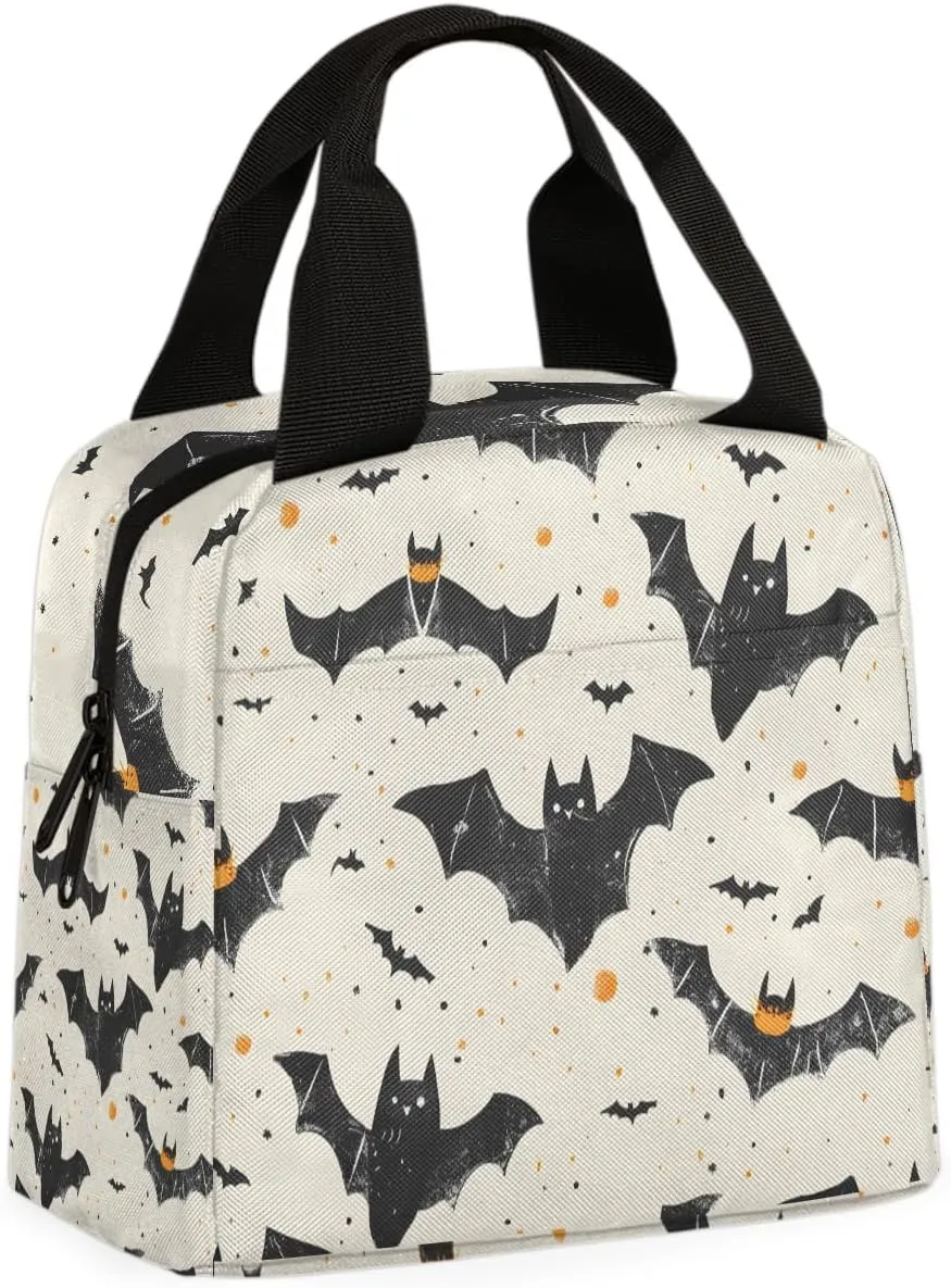 Halloween Lunch Bag Halloween Bat Tote Lunch Bag Reusable Lunch Box Leakproof Cooler Bag