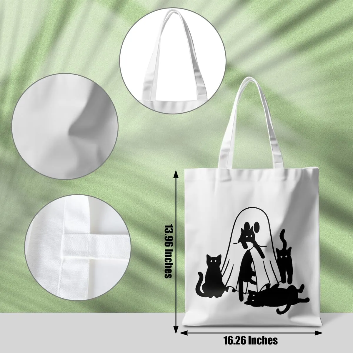 Halloween Stuff Skull Ghost Tote Bag Cat Lover Gifts for Fall Reusable Grocery Bags Wildflower Cute Tote