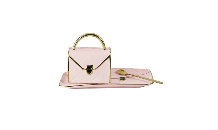 Handbag-Shaped Coffee Mug Set With Saucer & Spoon 310ML