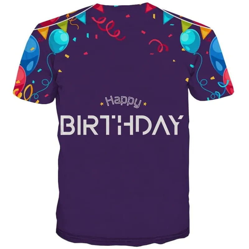 Happy Birthday T-shirt Men Colorful T-shirts 3d Balloon Shirt Print Ribbon Funny T shirts