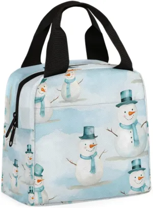 Happy Snowman Lunch Bag Snowman Christmas Tote Lunch Bag Reusable Lunch Box Leakproof Cooler Bag