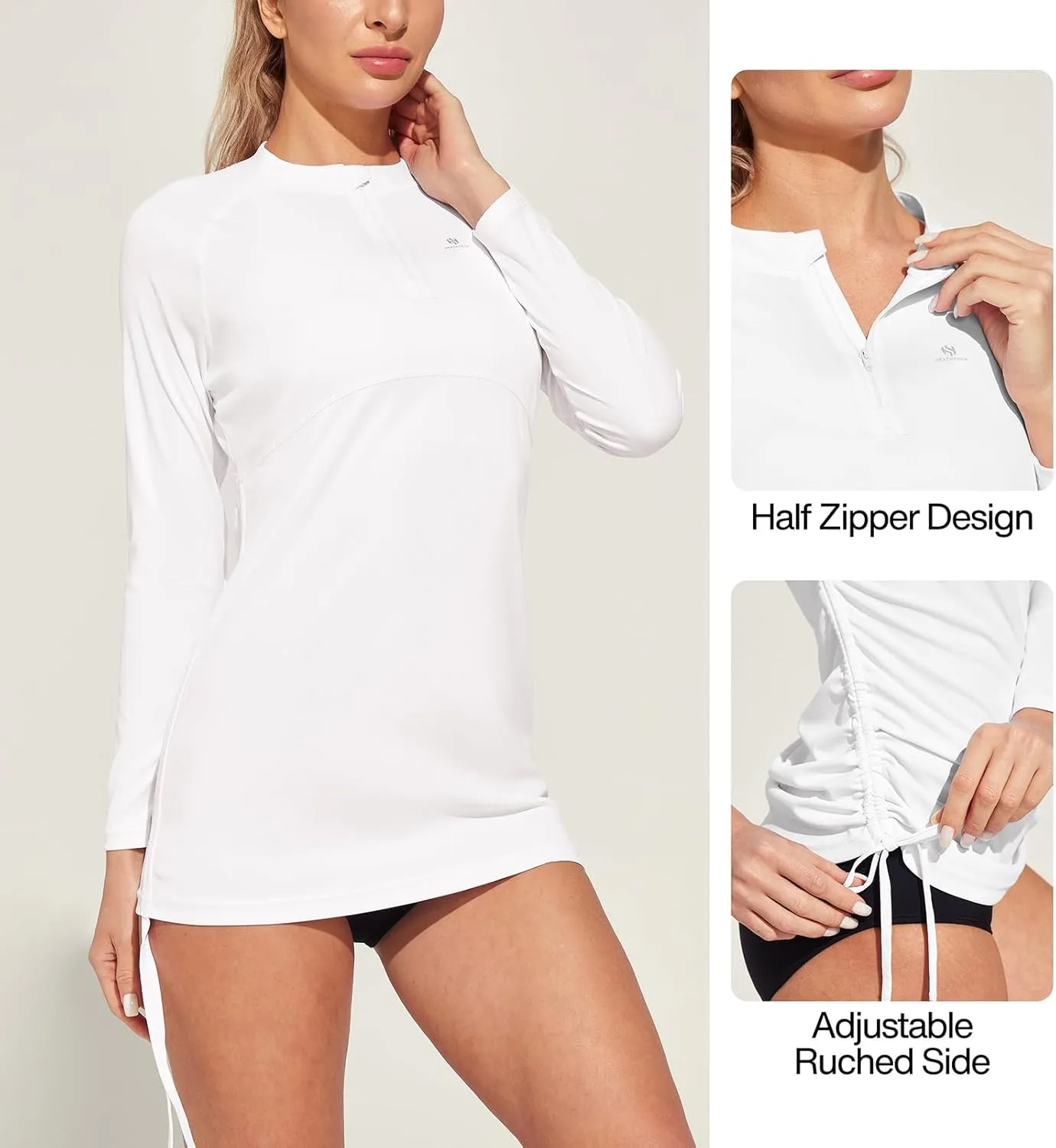 Heathyoga Rash Guard for Women UPF 50  UV Sun Protection Swim Shirt for Woman Long Sleeve Swimsuits Bathing Suit Tops