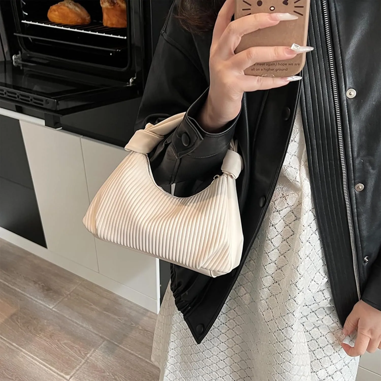 Hobo Purses for Women Trendy Pleated Clutch Purse Top Handle Shoulder Bag Crossbody Handbags