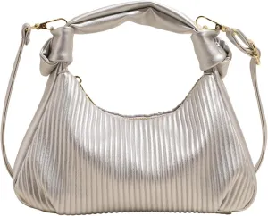 Hobo Purses for Women Trendy Pleated Clutch Purse Top Handle Shoulder Bag Crossbody Handbags